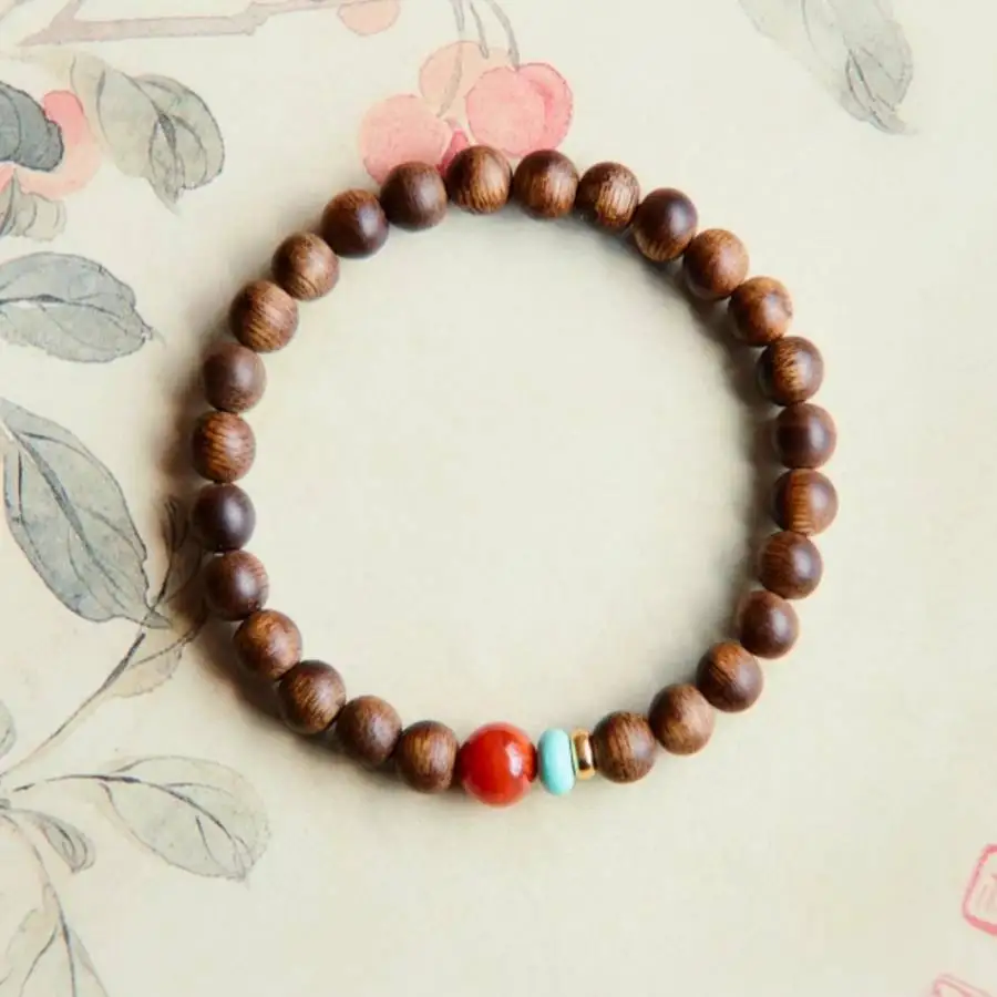 

Handmade eaglewood beads bracelet,men's cuff button bracelet,Ramadan prayer bead,women's meditation,holiday gift,daily wear