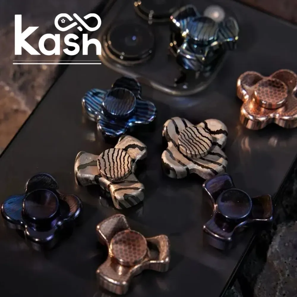 KASH EDC Super Mini Fidget Spinner Timascus Zircuti Mokume Multi-blade Fidget Spinner Original Designs Anxiety Relief Gadgets