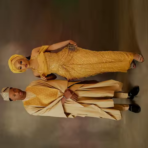 2026 Gold Beaded Lace Evening Dresses African Traditional Wedding Gown Custom Formal Dress 2025 Nigerian Bridal Dress