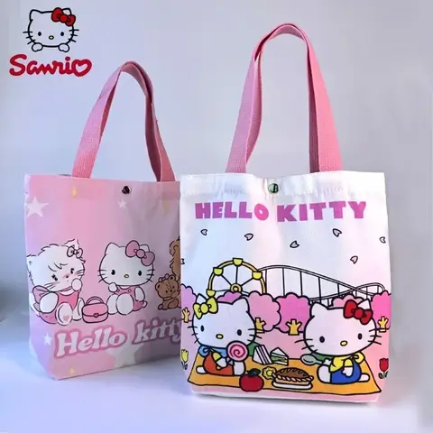 Lindo Sanrio Hello Kitty bolso de lona bolso de hombro de gran capacidad bolsos de mano de estudiante de momia de desplazamiento de moda y versátil