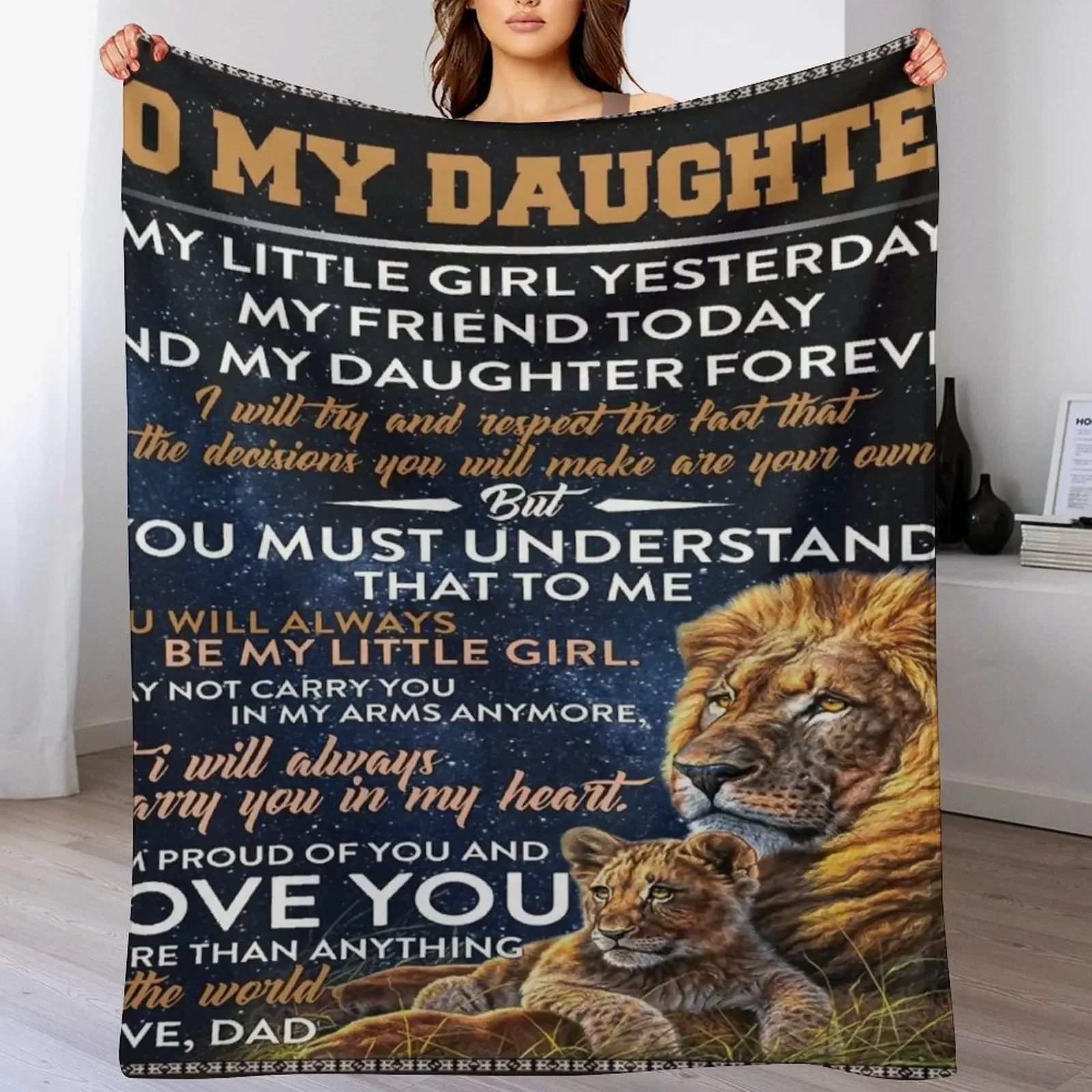 

to my daughter from dad - Lion dad to daughter Throw Blanket Kid'S Warm Blankets