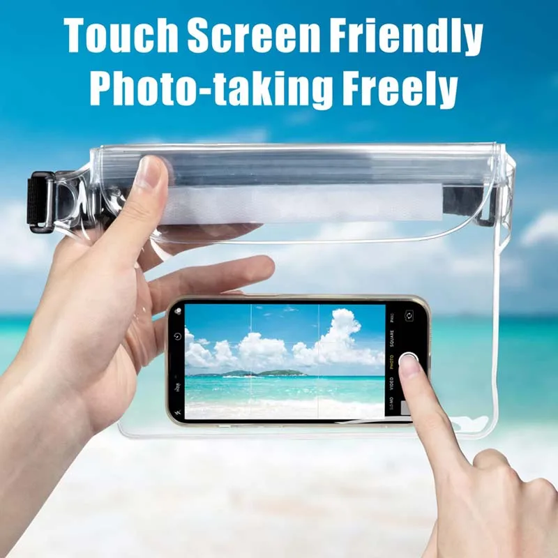 PVC Waterproof Mobile Phone Bag Valuables Belt Bag For Beach Swimming Snorkeling with Adjustable Waist Strap Dry Bag