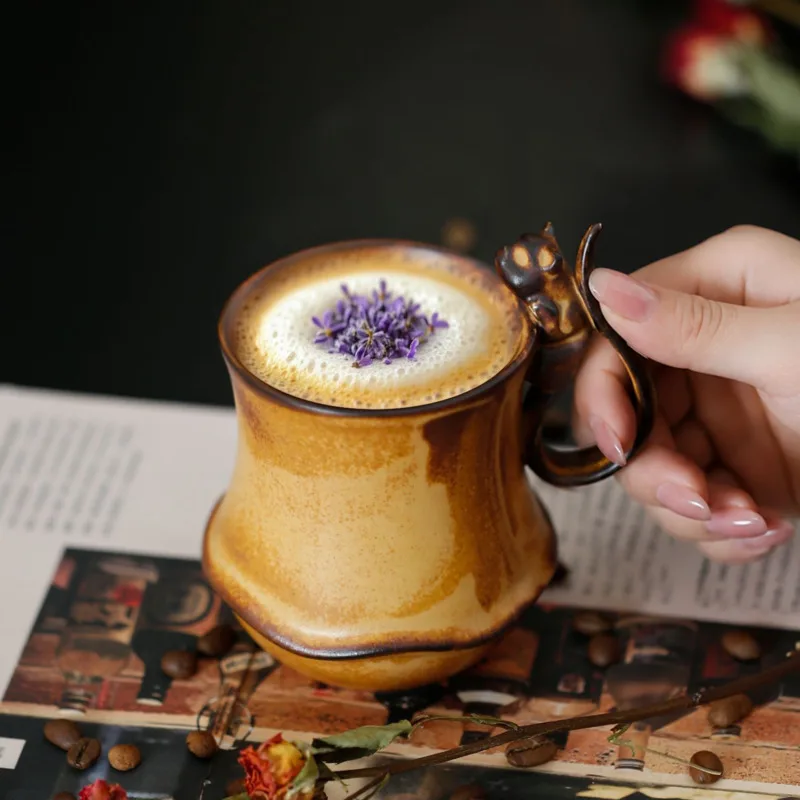 Ceramic Mug 290ml Cute Panda Ear Handle Coffee Tea Cup Vintage Home Office Kitchen Drinkware Creative Novelty Gift For Women Men