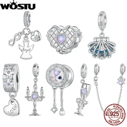 WOSTU 925 Sterling Silver Romantic Tableware Charm Infinite Love Angel Pendant Heart Bead Fit Original Women Bracelet Accesories
