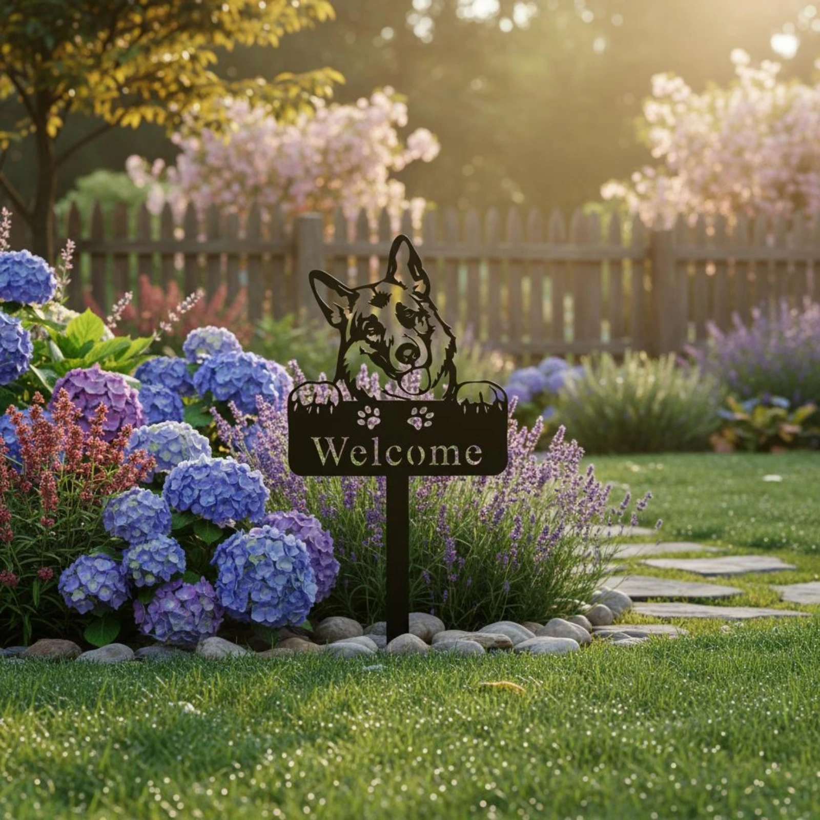 

Paw Print Welcome Sign Decorative Garden Stake Sign Outdoor Decor Easy to Install