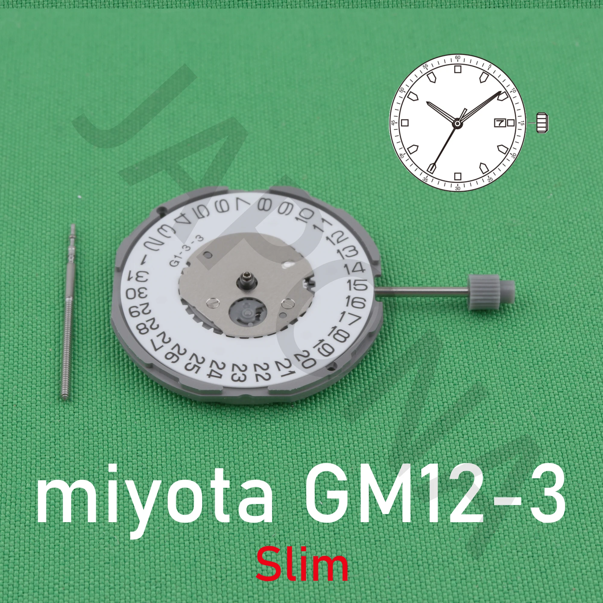 GM12 movement miyota GM12-3 movement japan movement Slim movement Slim  3 Hands Date