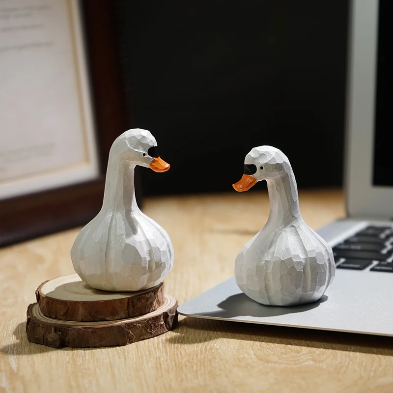 Gar1995 Canard Fait à la Main, Petits Ornements Carimplantés en Bois, Décorations de Bureau Amusantes et Créatives, d'Humeur de Guérison et d'Inspiration