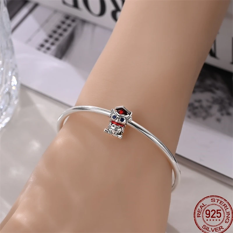 Charm-Anhänger aus 925er-Sterlingsilber mit Bären- und Blumen-Motiv, passend für Pandora Original-Armbänder, Schmuck, Geschenk