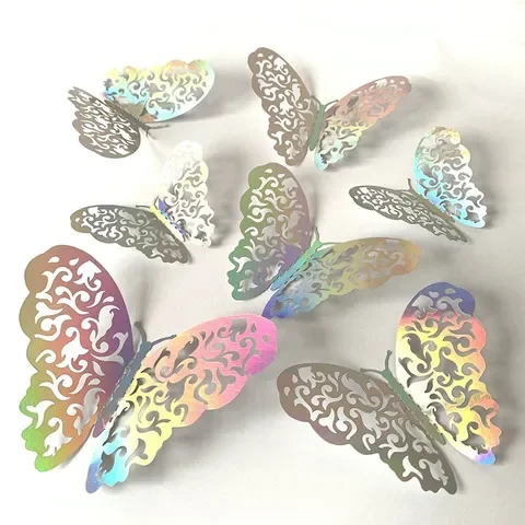 

Butterflies 12PCs/Set 3D Hollow Decorative Butterfly Wall Stickers For Kids Rooms Home Decor Fridge Stickers DIY Party Wedding