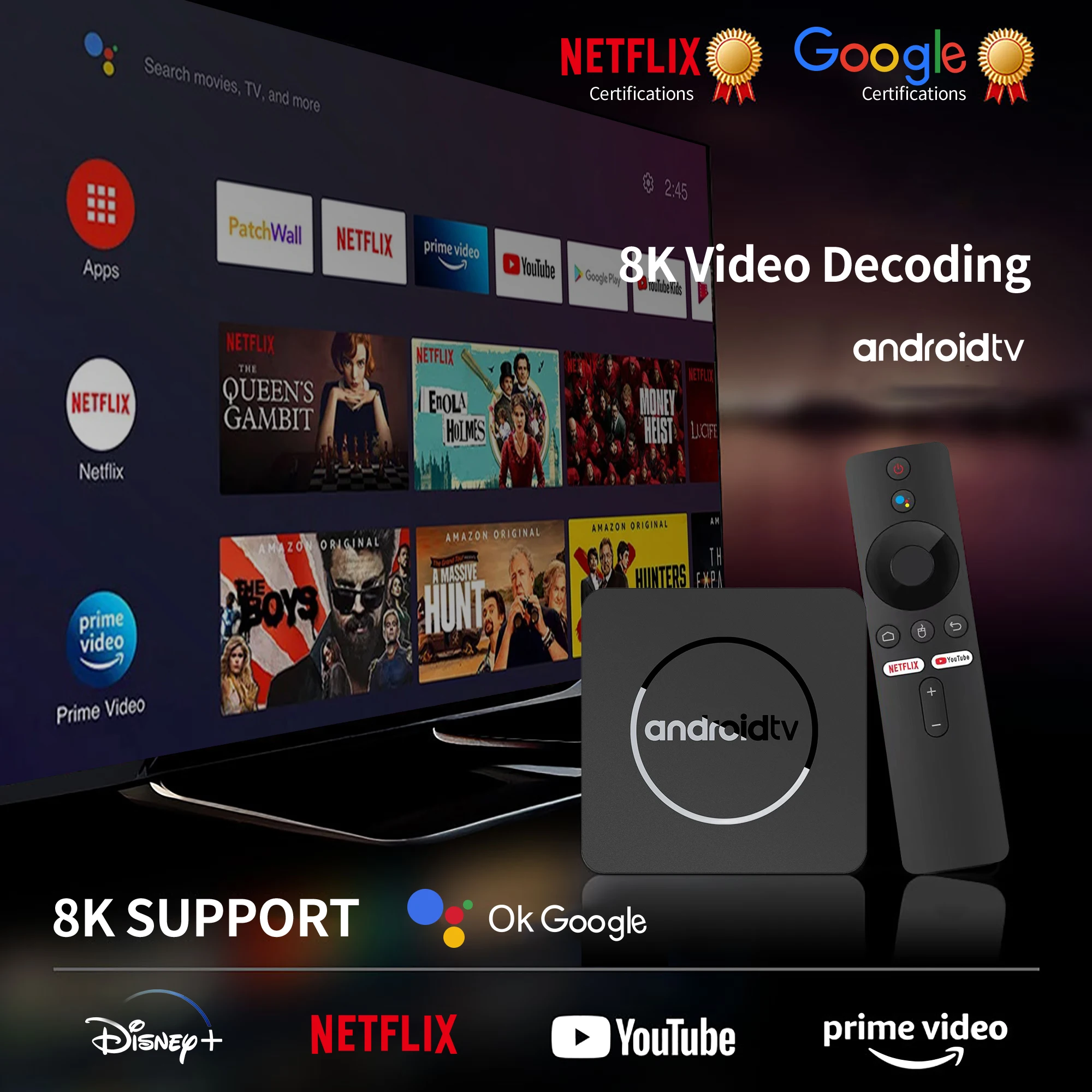 Android13 Smart TV Box AllwinnerH313 Netflix Streaming Bluetooth Media Player 2GB16GB 2.4G&5GWifi 4K HD Multi Language Player