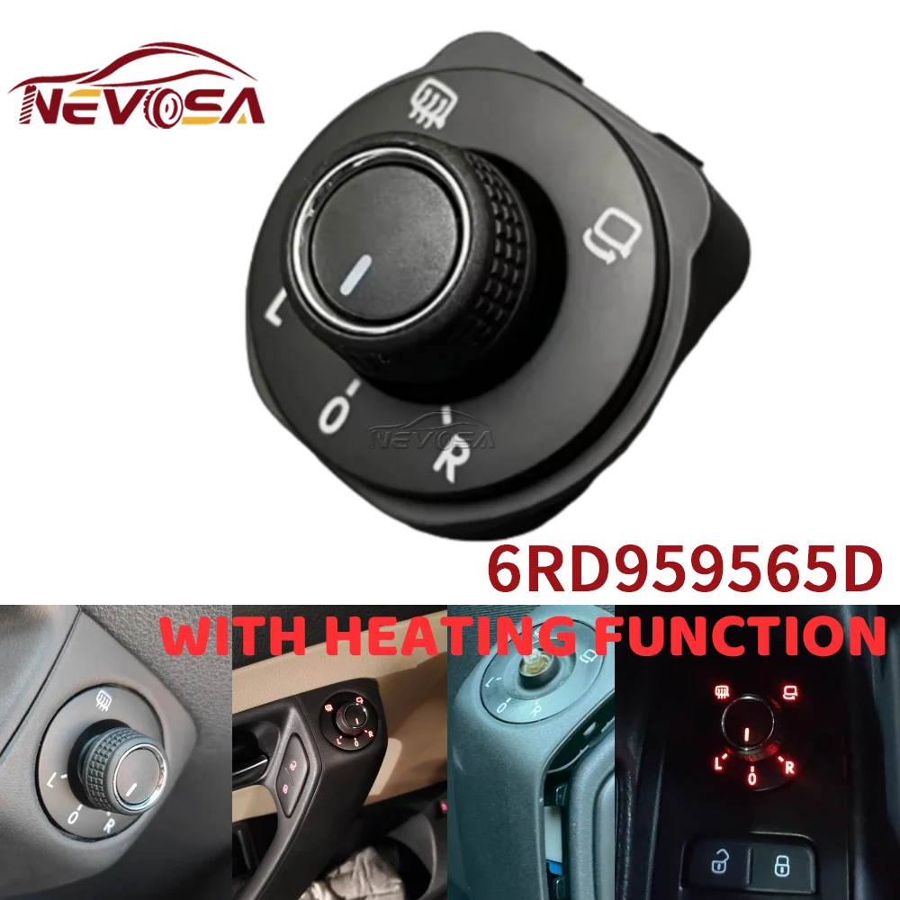 6RD959565D For Volkswagen VW POLO 6R 2011-2018 Up 2015 Electric Rear View Mirror Adjuster Control Switch Heat Fold Knob Button