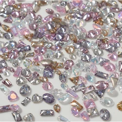 50pcs Mini Size Flat Bottom Nail Zircon Super Sparkling Multiple Shapes Micro Zirconium Mixed Color Diamond Charms Decoration