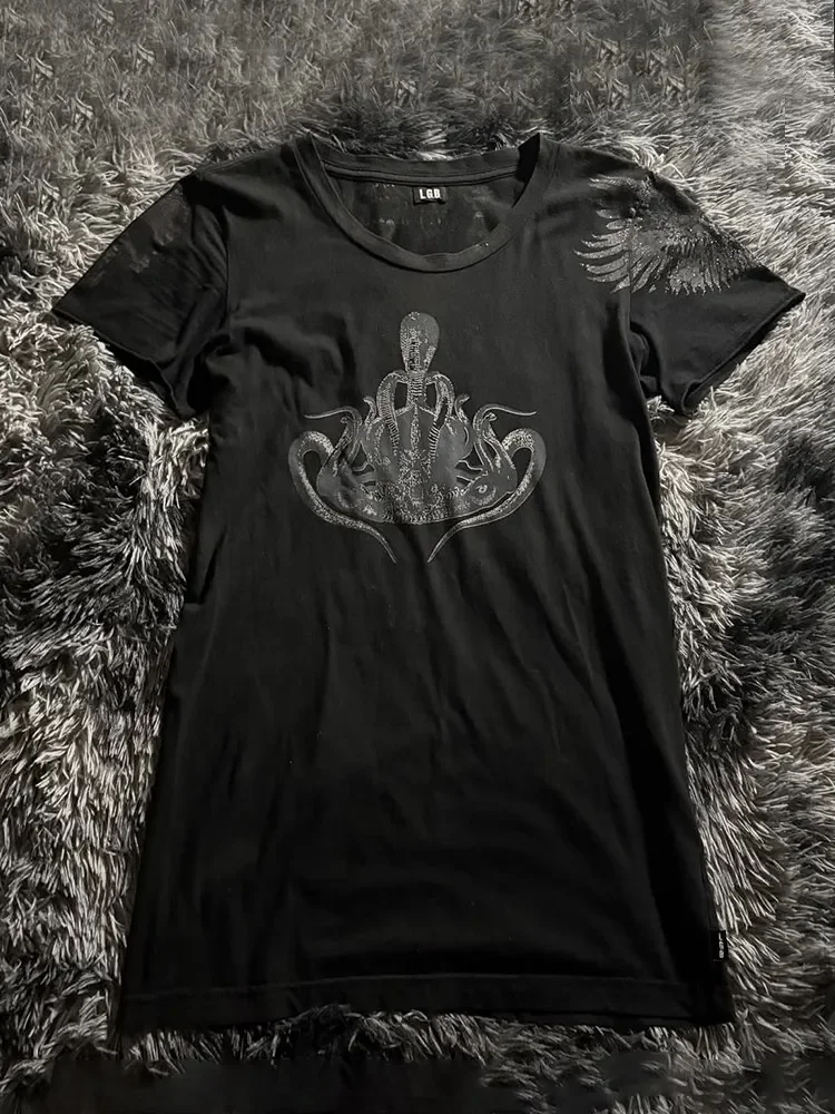 LGB Vision Skull Double Snake Crown Gothic Heavy Metal Locomotive Short Sleeve T-Shirt
