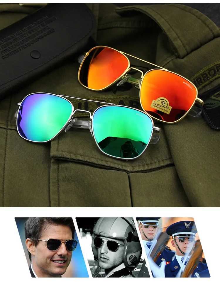 RE Sonnenbrille Mann Amerikanische Armee Militär Luftfahrt Pilot Sonnenbrille Frau Luxus Marke Vintage Metall Titan Rahmen Glas Objektiv – Detail 29