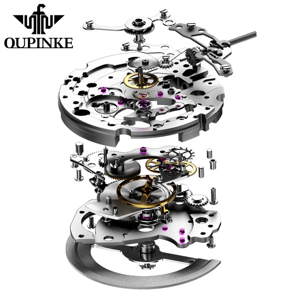 Oupinke Romantisch Paar Horloge Volautomatisch Mechanisch Horloge Tonneau Saffier Spiegel Oppervlak Cadeau Set Mannen En Vrouwen Horloges