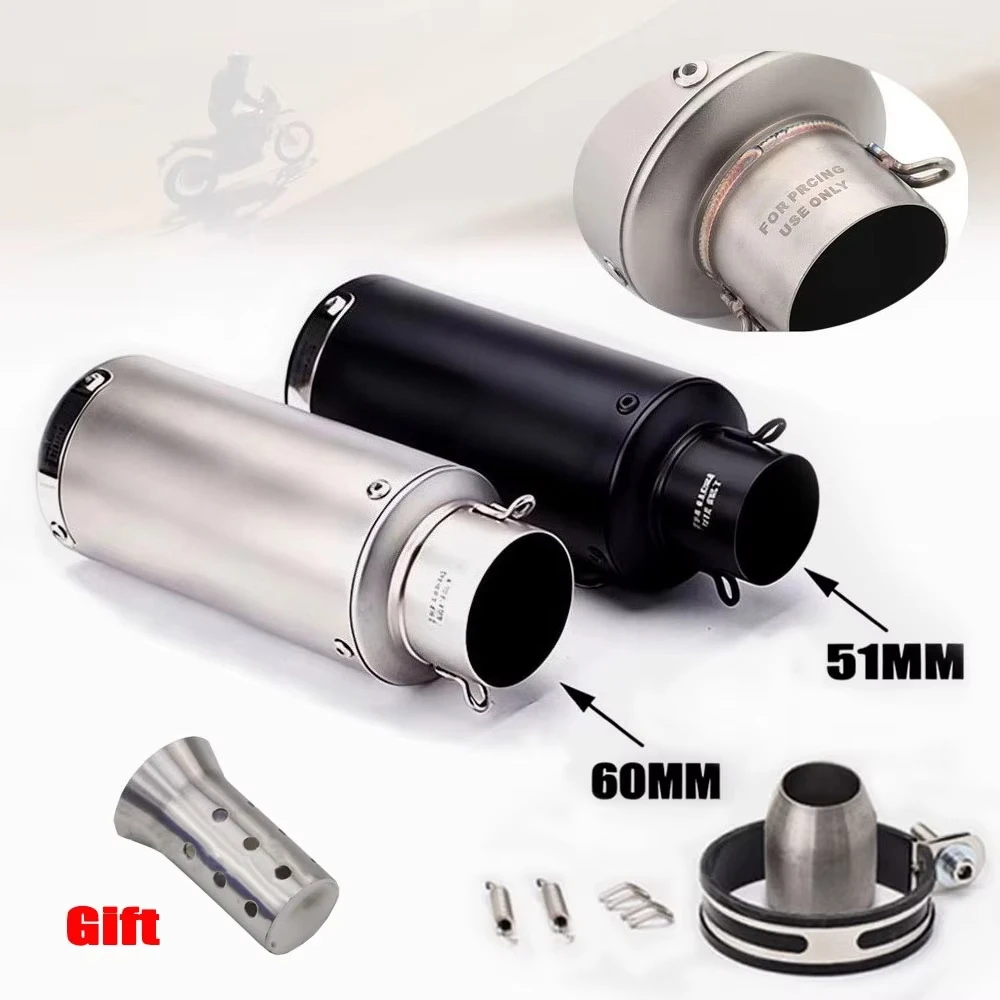 

Модифицированная выхлопная труба мотоцикла 51 мм/60 мм для Yamaha R1 R2 MT07 Kawasaki Z800 Z900 Ninja 400 Escape SC Project Moto