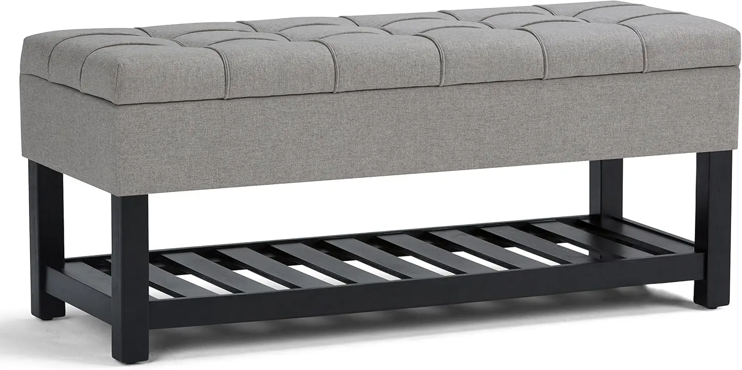 43 Inch Wide Transitional Rectangle Storage Ottoman Bench , For the Living Room and Bedroom