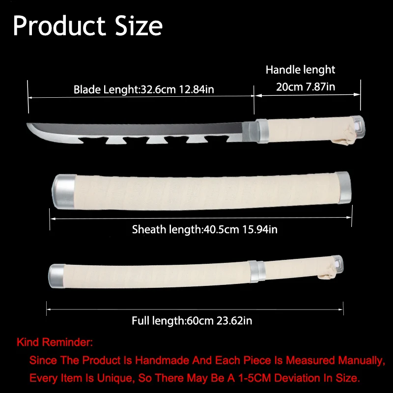 Accesorios de Cosplay de Anime japonés, espada de Katana samurái Inosuke, hoja de bambú, regalo de vacaciones coleccionable, viene con soporte para espada y cinturón