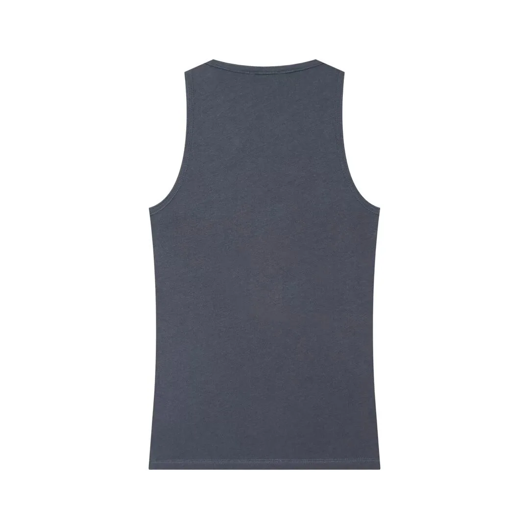 Round Neck No Padding Top Regular Length Japanese Korean Casual with Wide Straps a Line Silhouette High Stretch Women Tanks