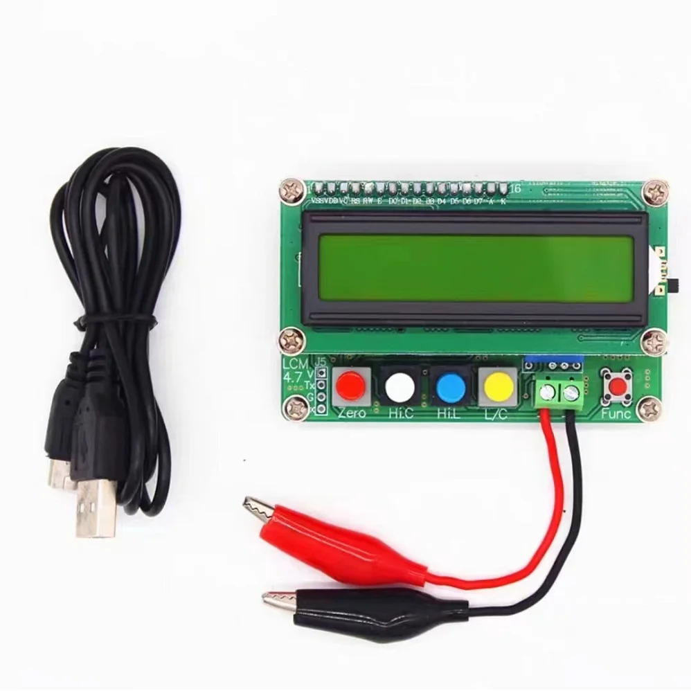 JUNTEK LC-100A Digital LCD Capacitance Inductance Meter LC Meter 1pF-100mF 1uH-100H Test Clip Online Potentiometer Calibration