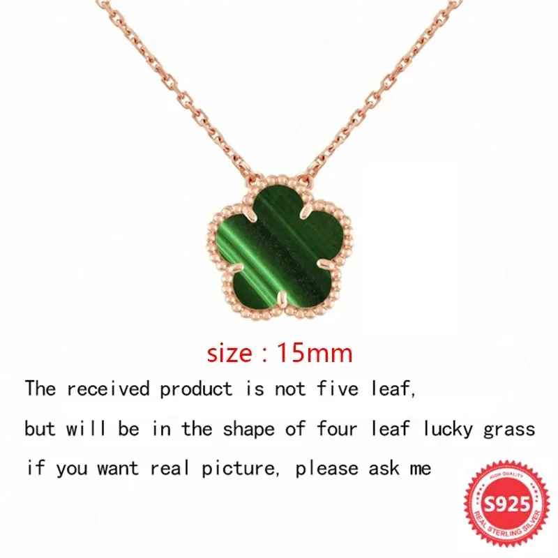 High Quality Stylish 925 Silver Vca Rose Gold Gemstone Set Pendant Necklace