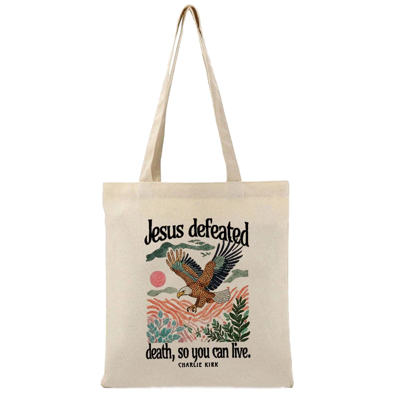 Vintage Eagle Canvas Tote Bag, Christian Inspirational Print, Boho Nature Faith Shoulder Bag