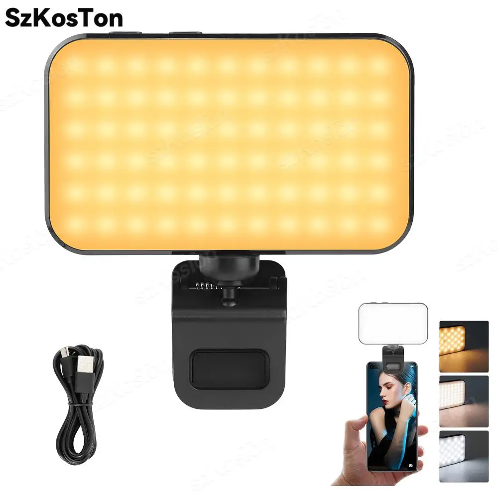 

Selfie Light for Phone LED Phone Light with Rechargeable Clip Video Light for iPad Laptop Makeup TikTok Vlog Video Conference