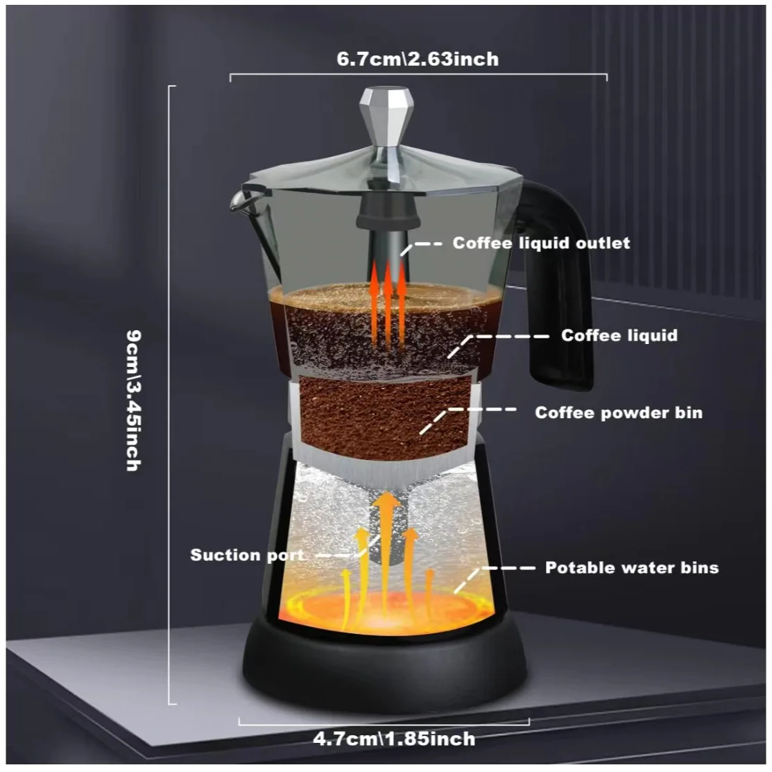 New European plug-in American plug-in aluminum alloy electric Mocha pot, black coffee pot, home Italian espresso machine