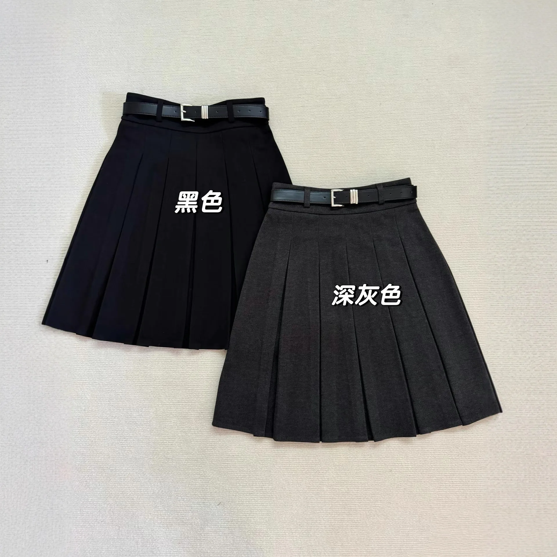 カレッジスタイル ウール プリーツスカート レディース 2025 秋冬 新作 ハイウエスト スリム Aライン プリーツスカート