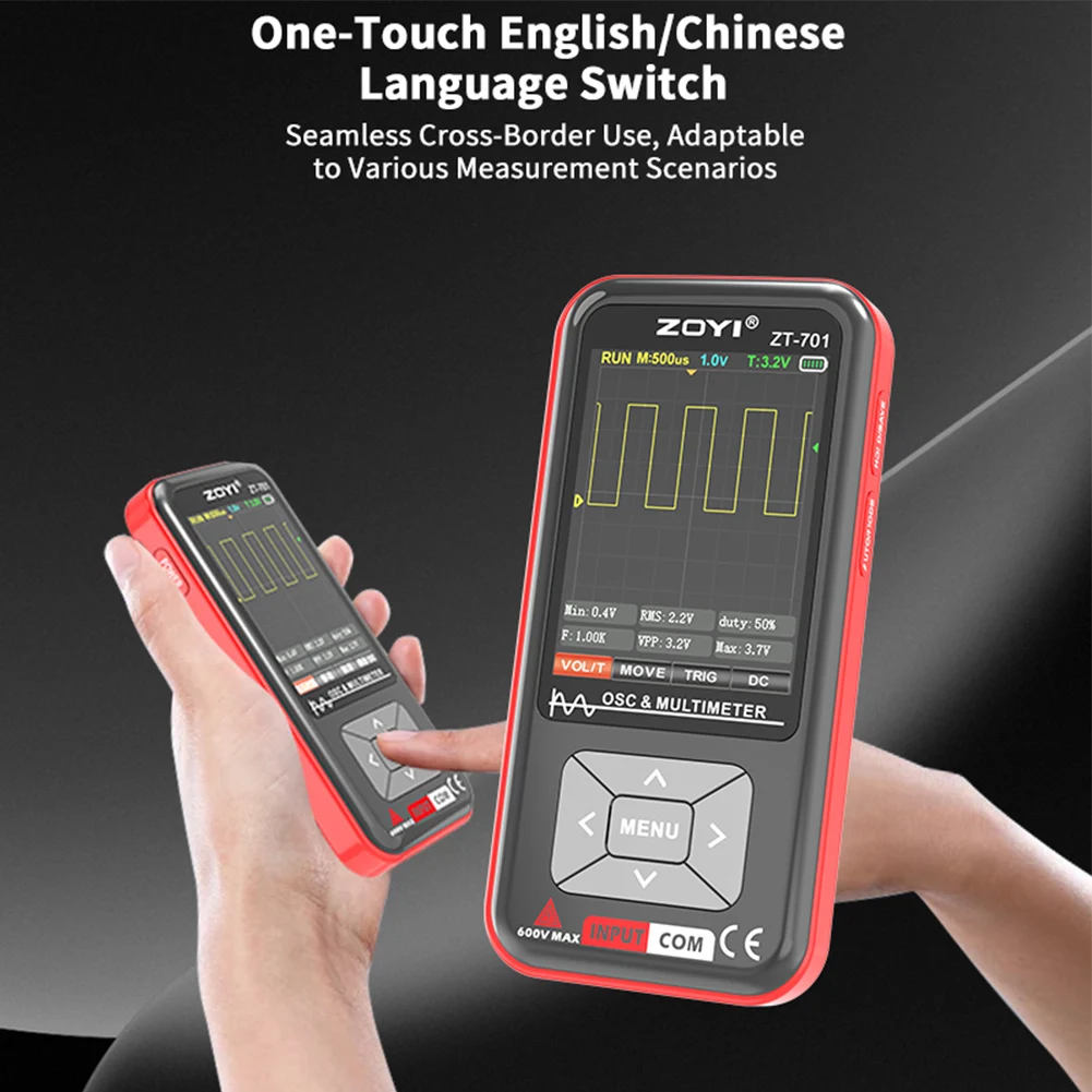 3.2 Inch ZT-701 2 IN 1 Digital Oscilloscope Multimeter 48Msps 5MHz Portable Multimeter Multifunctional Electrical Test Tool