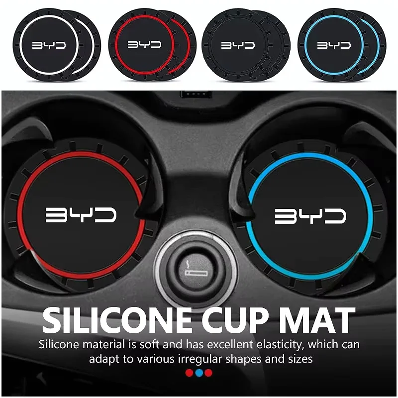 Cup Holder Coaster Water Cup Pad Silicone Anti Slip for BYD Seal U Dolphin Mini Sealion 7 Song Pro ATTO 3 Yuan UP Dolphin Seal 5