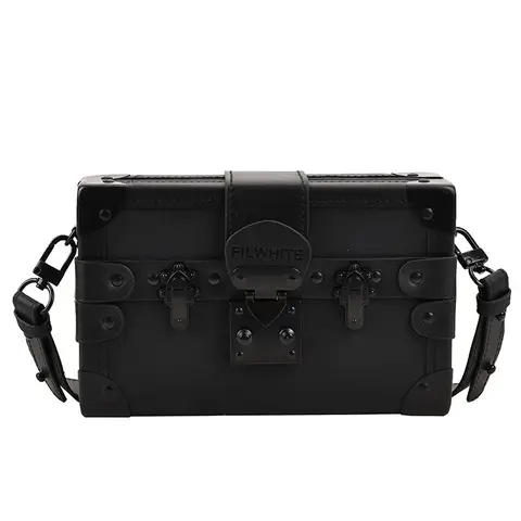 Designer Lock Buckle Box Shape Bag Mode Man Liten Fyrkantig Axelväska Axelväska Pu Läder Mobilväska Plånbok Unisex 8 best sales låda handväska - №7