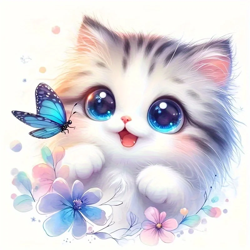 

1PC "Cute Kitten & Butterfly Sticker, Vinyl Decal for Laptops, Cars, Skateboards – Adorable Accessory for Cat & Nature Lovers"