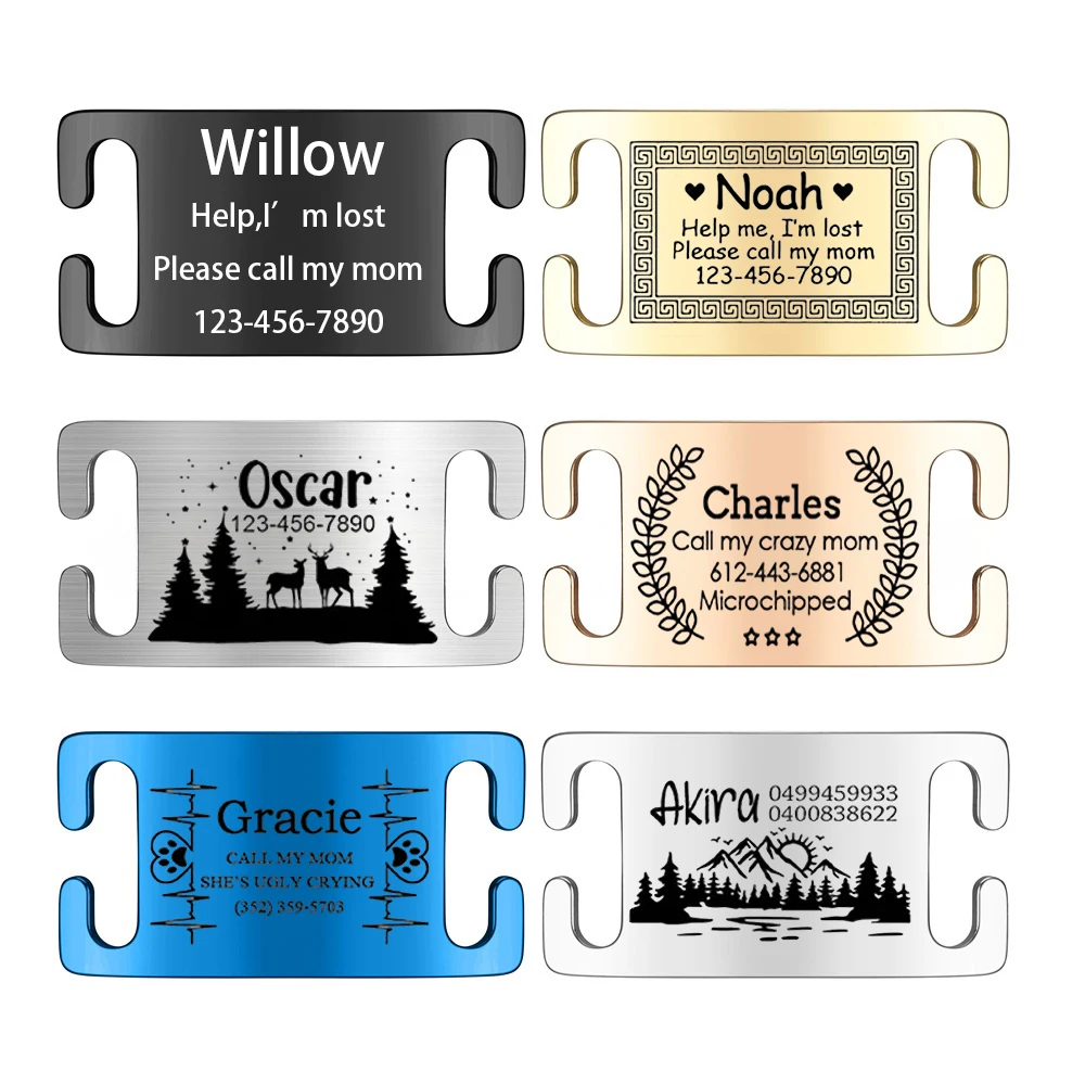 

1 pcs Stainless Steel Curved Personalized Name Cat Dog Collar Accessories Anti-lost ID Tag Custom Pet Collar Nameplate Engraving