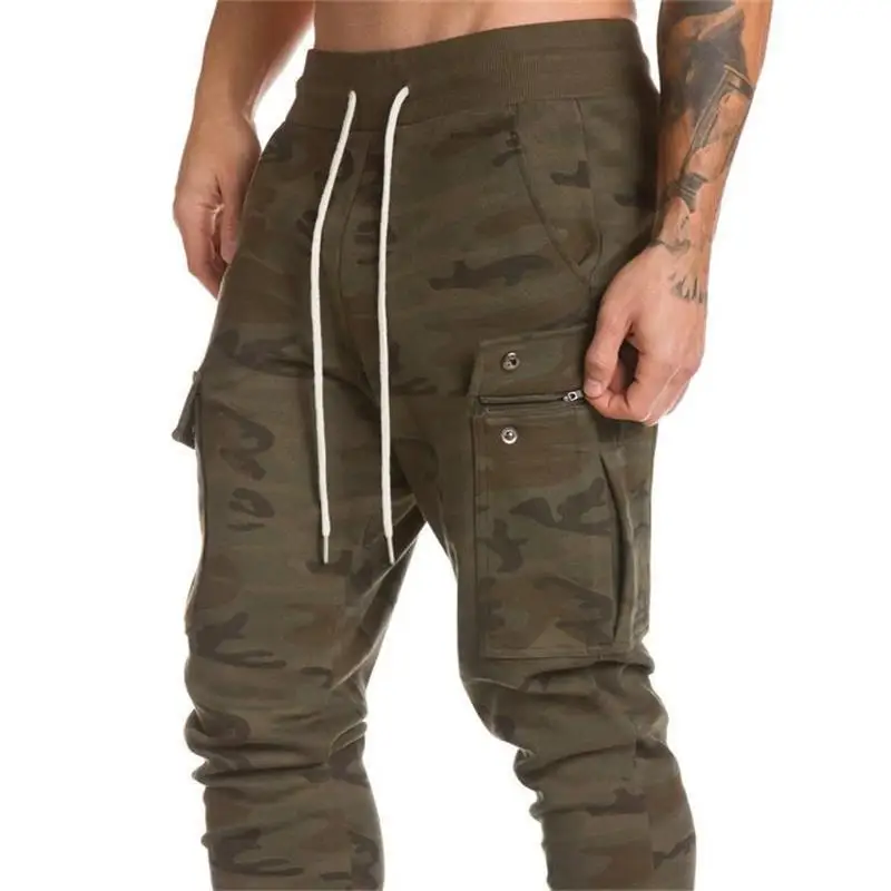 Outdoor Sex Open Crotch Pant Sports Fitness Overalls Men's Camouflage Gym Fitness Pants Running Training Slim Joggers Sweatpants