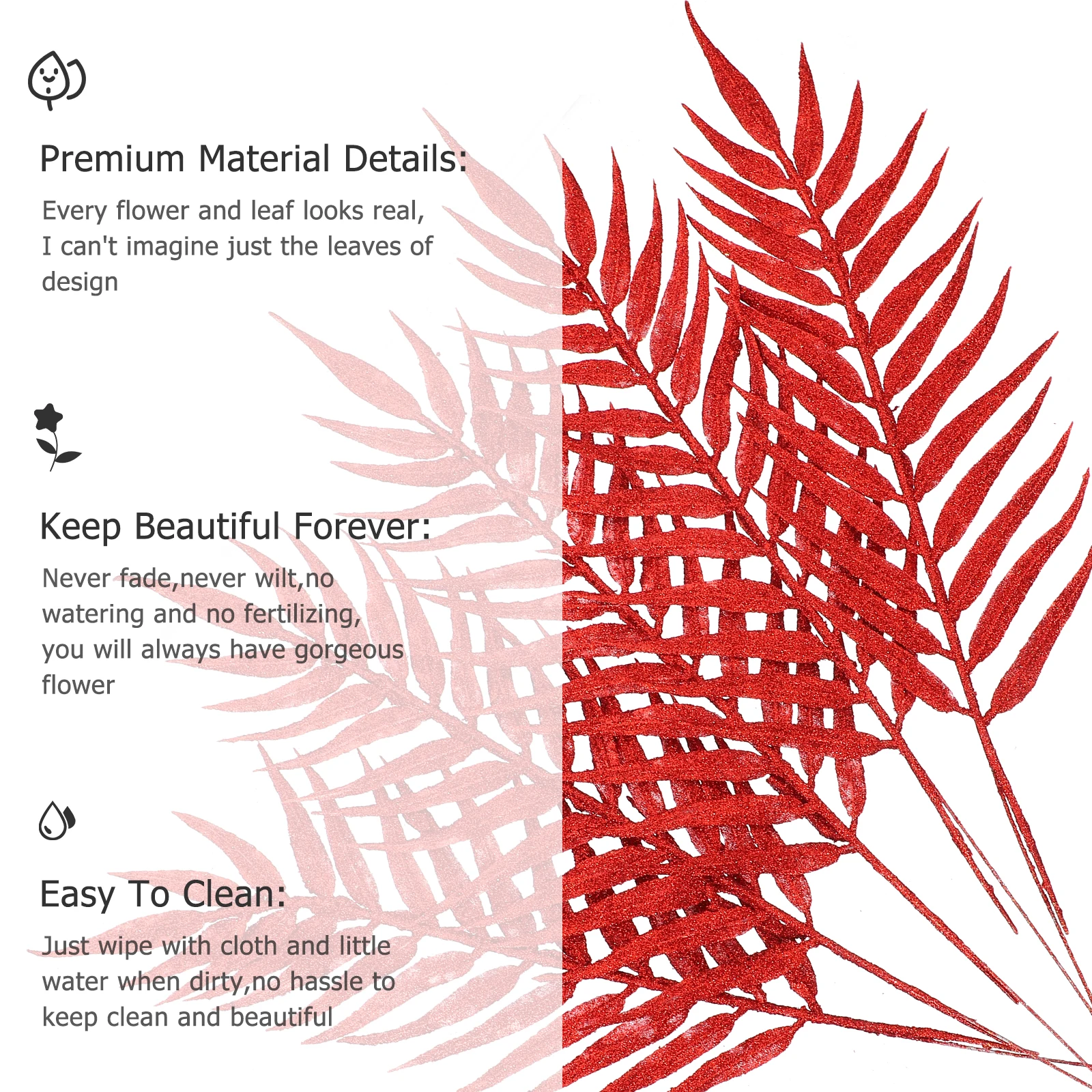 

5Pcs Christmas Leaves Ornaments Sparkling Artificial Leaves Decor for Xmas Tree Party Wedding Holiday Arrangements