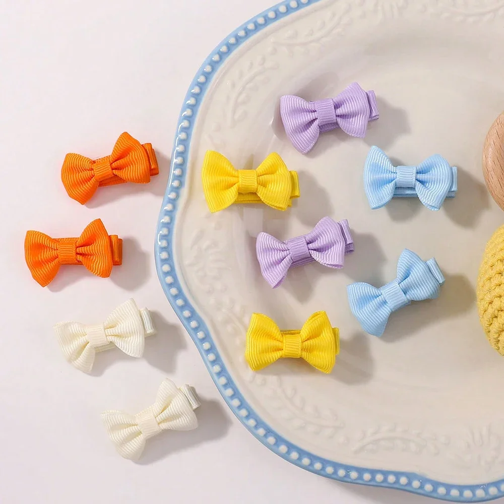 30 ชิ้น/เซ็ตน่ารัก Dopamine สีผมโบว์คลิปสําหรับหญิง Rainbow 1.5 ''Mini ผ้า Bowbots Hairpins Headwear เด็กอุปกรณ์เสริมผม