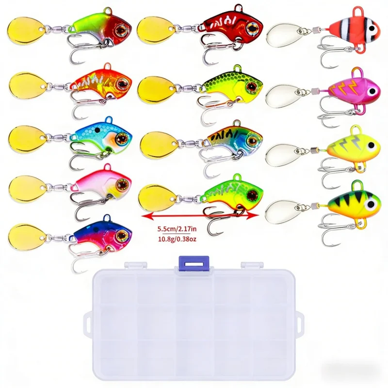 

Набор приманок 10.8-11.4G, 5-5.5 см, вибрирующие VIB-приманки, 15 шт., для дальнего заброса, металлические блесны для пресноводной рыбалки на басса