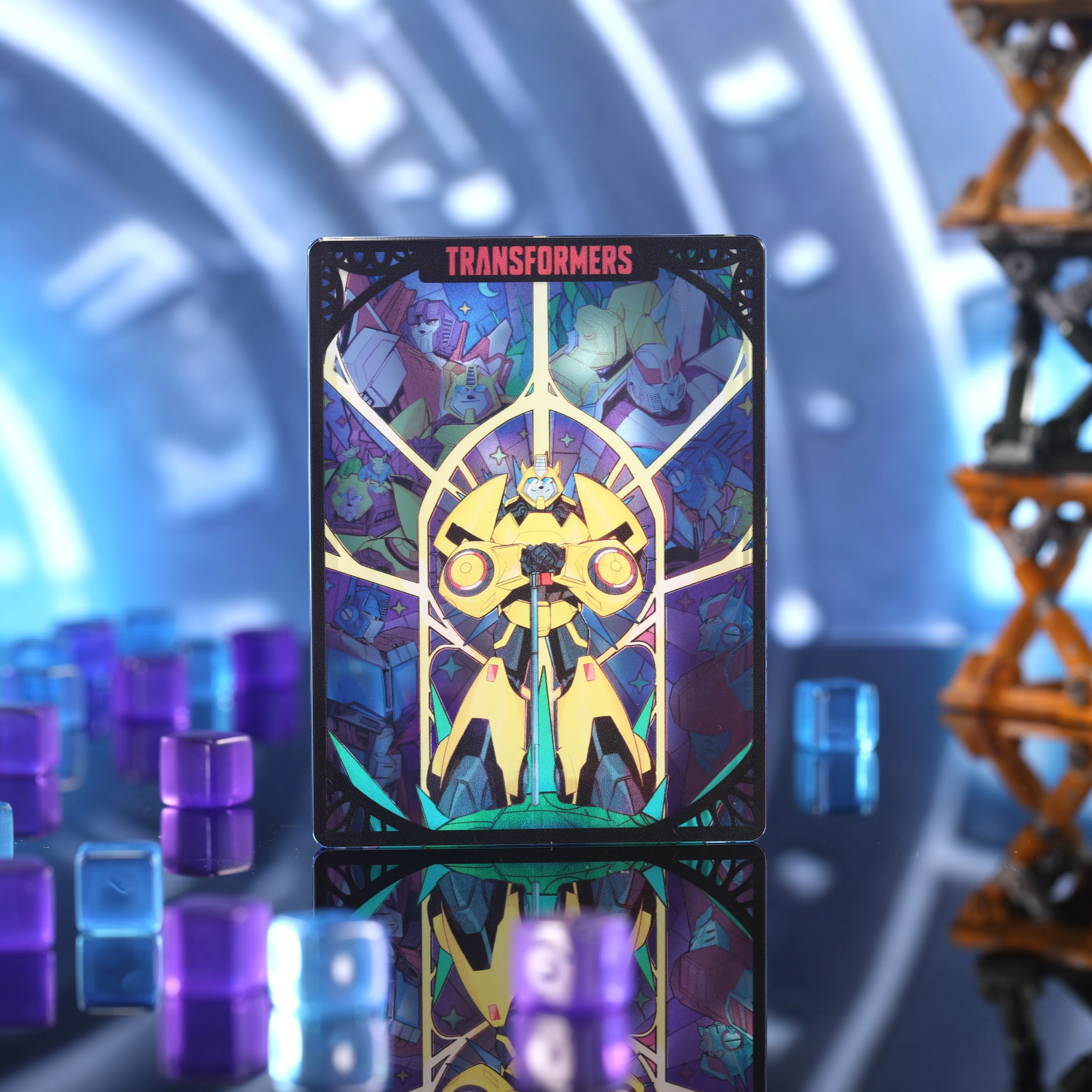 YOLOPARK Transformers Accessoires de cartes transparents en acrylique - Optimus Prime Bumblebee Jouet