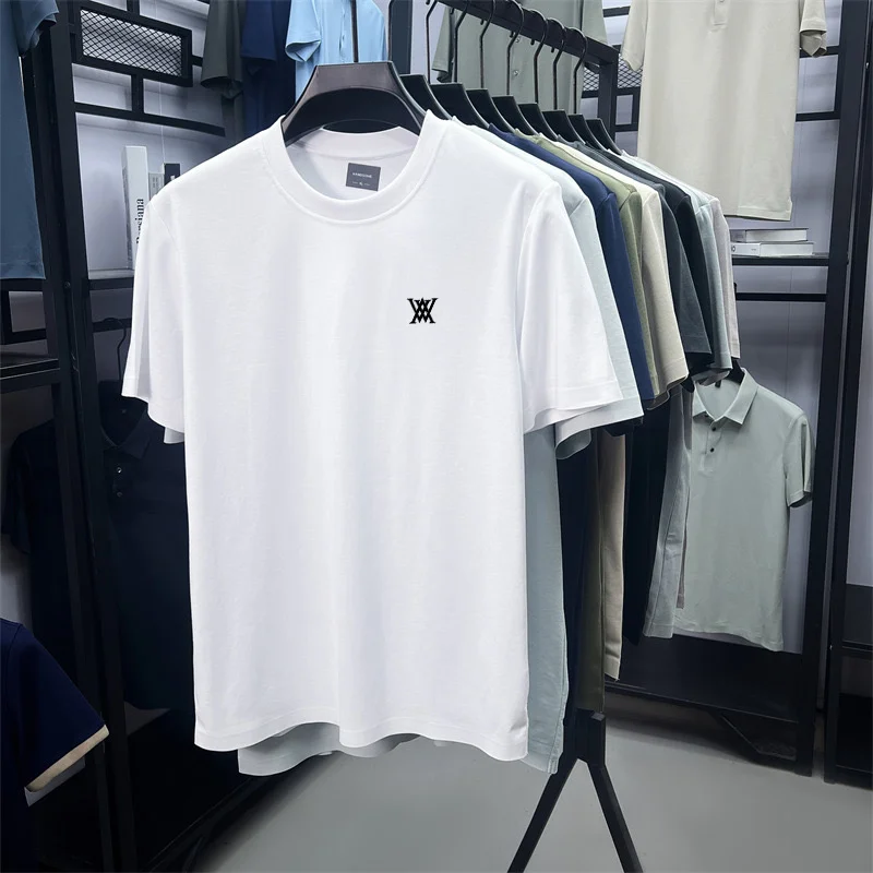High end brand men's short sleeved T-shirt printed design round neck top 2026 summer new cotton blend casual solid color T-shirt - view 5
