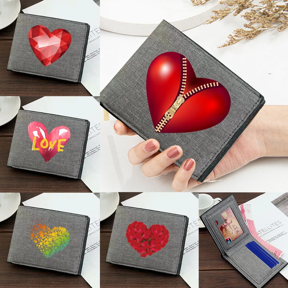 

Money Clip Storage Wallet New Fashion Foldable Pocketbook Bank Card Storage Love Printing Series Multi-Function Credit Case Bag