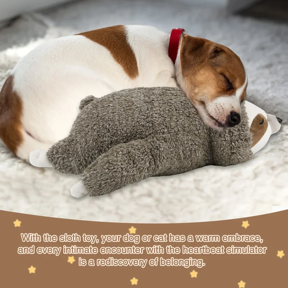 Sloth zoo Puppy Dog Heartbeat Toy for Stress Alleviation and Soothing Assistance, Sleep Aid Crate Kennel Training Puppy Toy