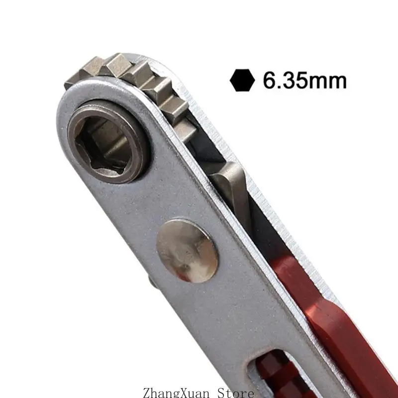3XUF Practical Ratchet Wrench Double-way Socket Wrench for Bike Vehicle 1/4