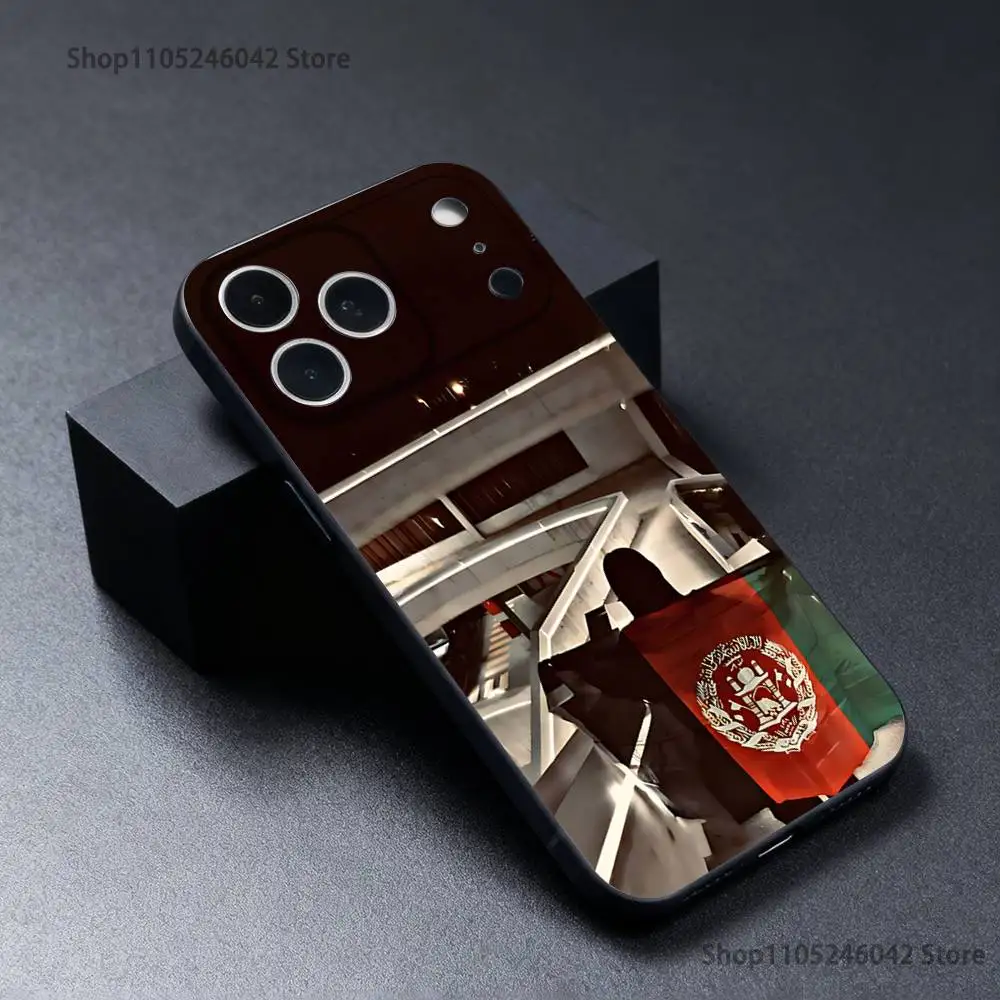Afghan Afghanistan Flag For iPhone 17,16,15,14,13,12,11,Pro,XS,Max,XR,Plus,E,SE4,Mini Black Soft Cover Phone Case view 5