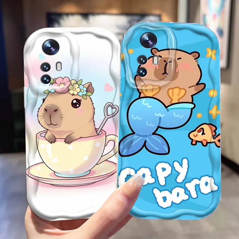 

Capybara Art Cartoon Cute For Xiaomi Mi 11 12 12T 14 15 Lite Ultra Poco F4 X3 X5 X6 X4 X7 M6 F6 Pro 5G Wave Oil Phone Case