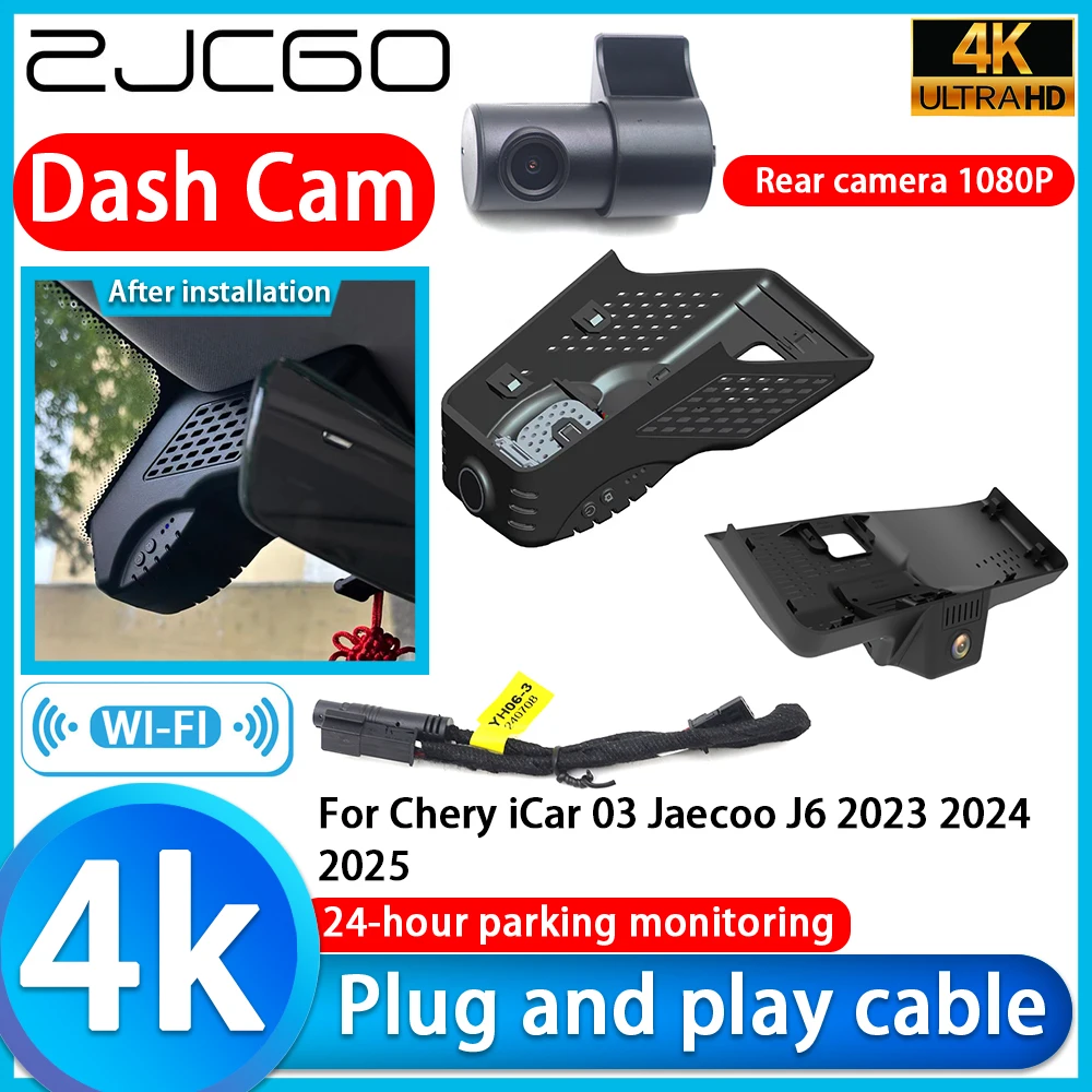 

ZJCGO Video Recorder 4K UHD Plug and Play Car DVR Dash Cam for Chery iCar 03 Jaecoo J6 2023 2024 2025