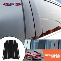Bright black carbon fiber door and window B C Pillar sticker suitable For Kia Sportage QL KX5 2016-2021 2017 2018 2019