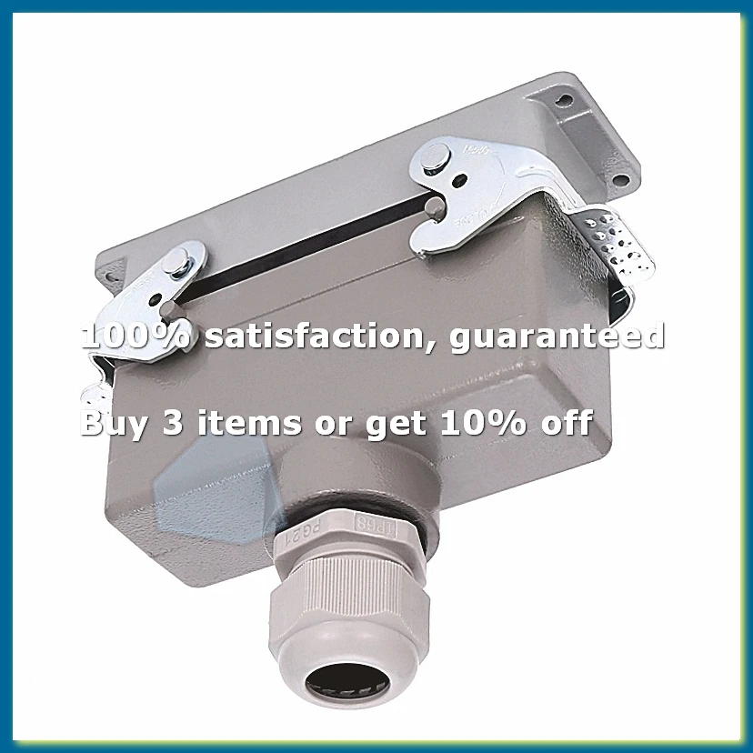 Rectangular H24B-He-024-1 Heavy Duty Connectors Power 24 Pin Cores Line 16A 500V Screw Feet Aviation Plug Socket,139x43x72Mm