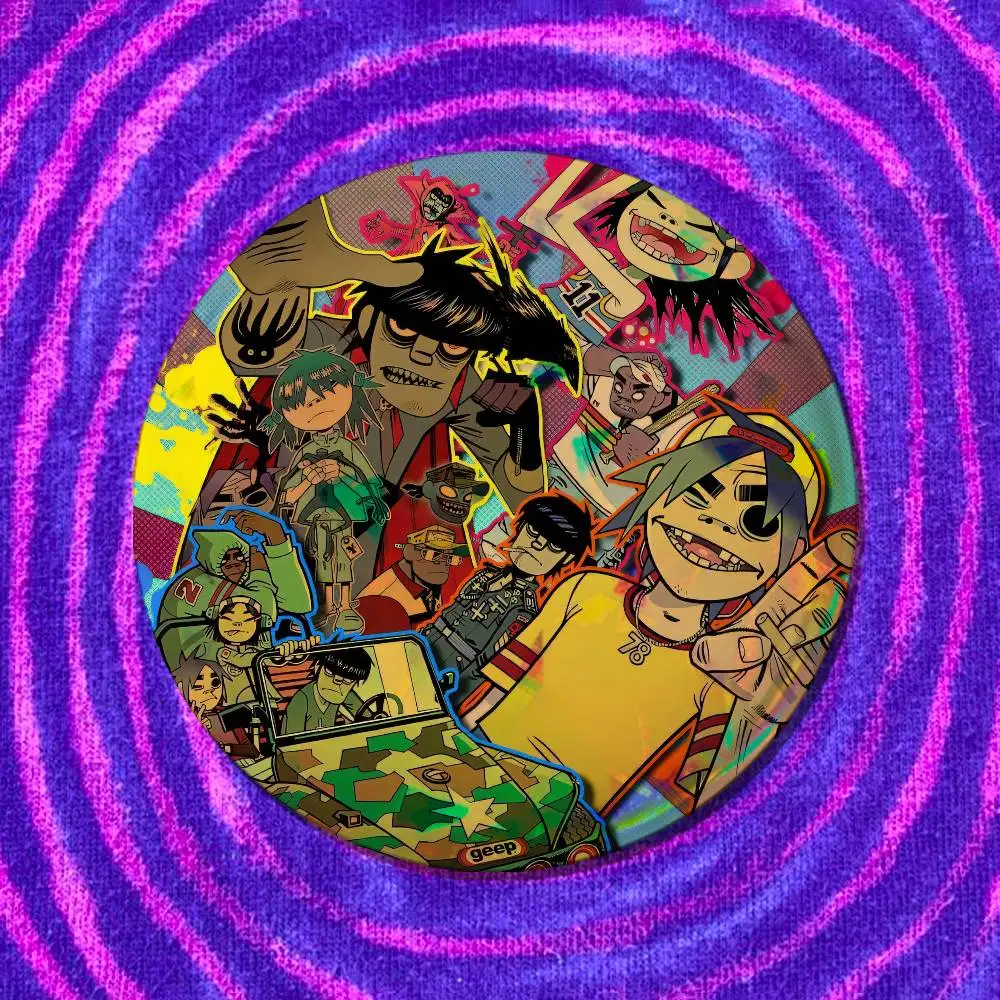 For Noodle Murdoc Niccals Gorillaz Enamel Pin Badge Round Metal Button Brooch Backpack Ita Bag Pins Gift Custom