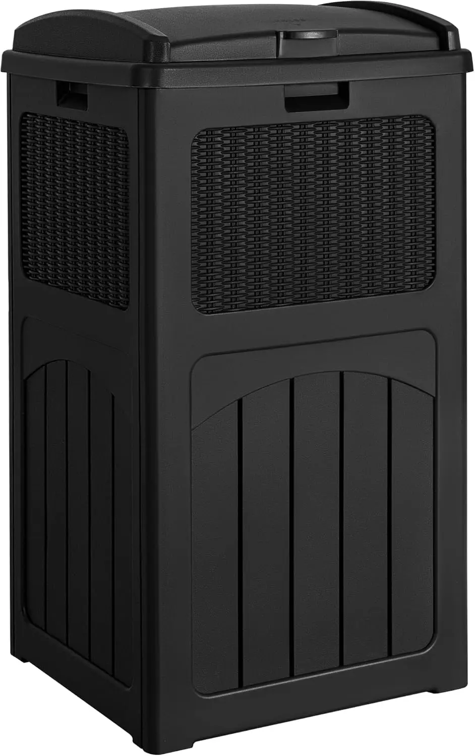 

33 Gal Outdoor Trash Can with Dual Lid, HD Waterproof Resin Garbage Bins Outside, Hideaway Waste Bins for Patio,